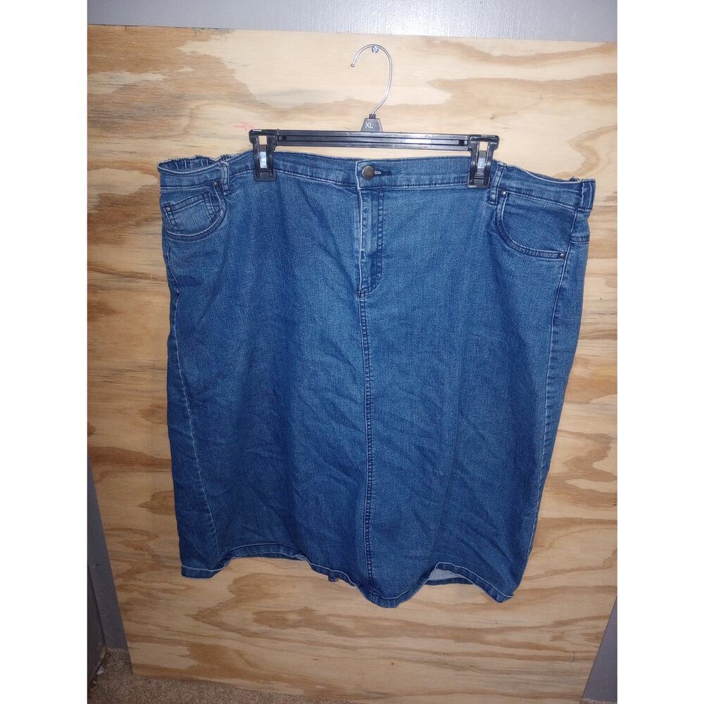 Women's N Touch Denim Skirt 18 Plus Elastic Button‎ Stretchy
